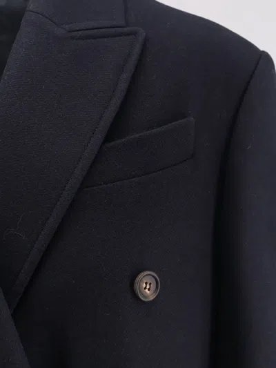 Brunello Cucinelli Double-breasted Wool Coat In Blue