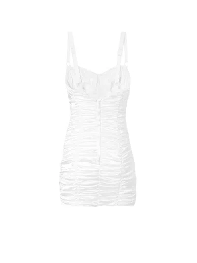 Dolce & Gabbana Draped Satin Mini Dress In White