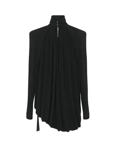 Saint Laurent Draped Viscose Dress In Black