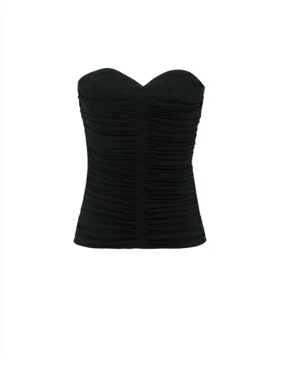 Saint Laurent Draped Viscose Top In Black
