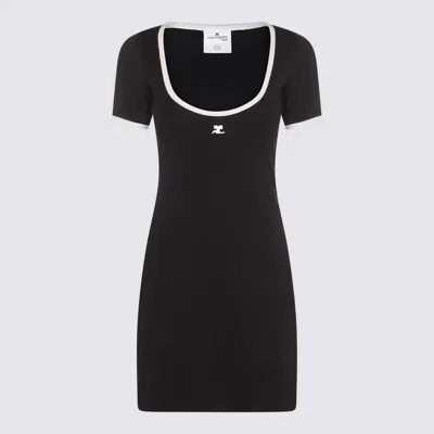 Courrèges Holistic Contrast Mini Dress In Black