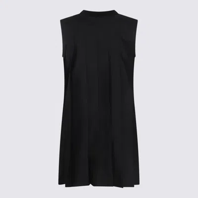 Sacai Crew Neck Sleeveless Dress With Back Pleats In Black