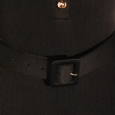 Self-portrait Abito Lungo In Maglia A Coste Nero In Black