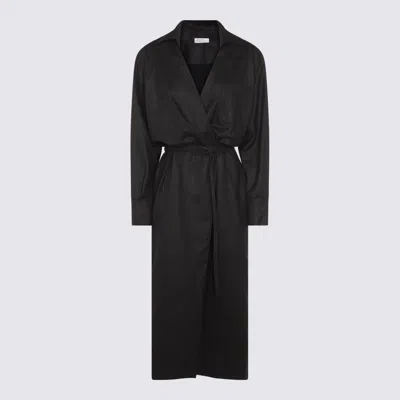 Brunello Cucinelli Wrap-effect Midi Shirt Dress In Black