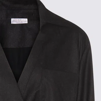 Brunello Cucinelli Wrap-effect Midi Shirt Dress In Black