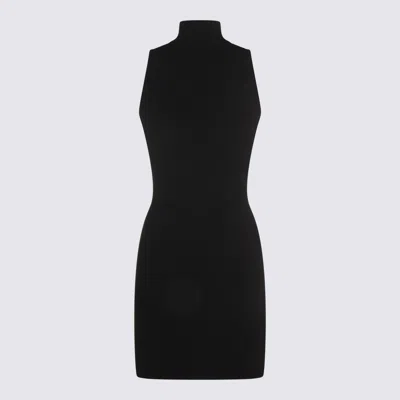 Diesel High Neck Fitted Mini Dress With Ribbed Texture In Black