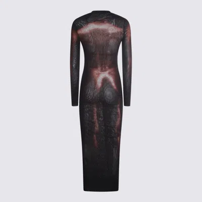 Jean Paul Gaultier Women Body Dust Printed Mesh Asymmetric Dress