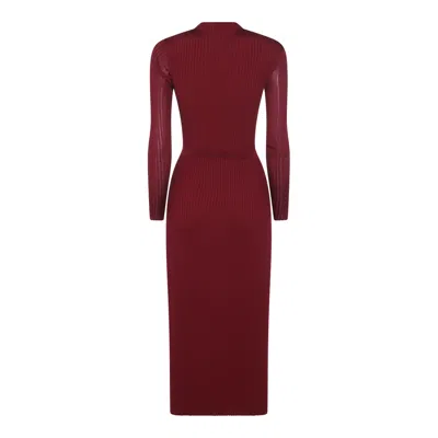 Self-portrait Burgundy Cut Out Tib Knit Midi Dress In Burgundy