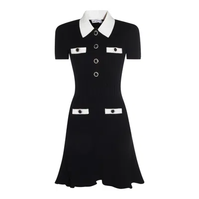 Self-portrait Collared Button-detail Mini Dress In Black