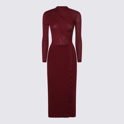 Self-portrait Burgundy Cut Out Tib Knit Midi Dress