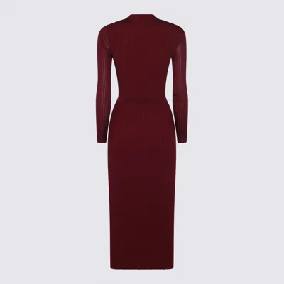 Self-portrait Burgundy Cut Out Tib Knit Midi Dress