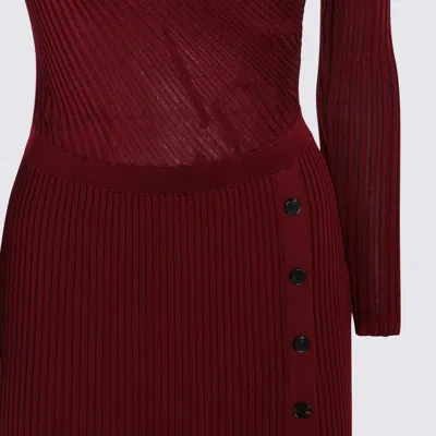 Self-portrait Burgundy Cut Out Tib Knit Midi Dress