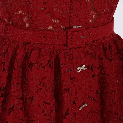 Self-portrait Bordeaux Lace Peplum Midi Dress In Burgundy
