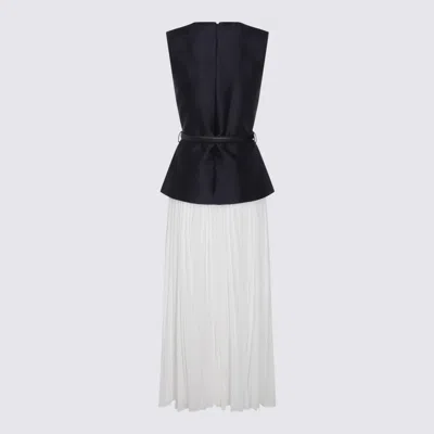 Self-portrait Navy Taffeta Midi Dress In Black