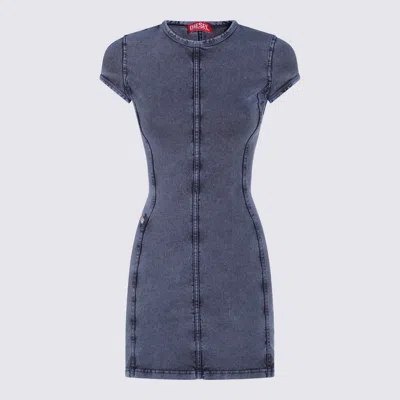 Diesel Mini Dress In Denim-look Jersey In Blue