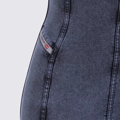 Diesel Mini Dress In Denim-look Jersey In Blue