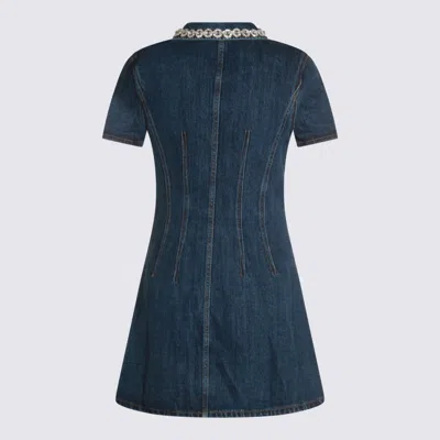 Self-portrait Denim Crystal Trim Collared Mini Dress
