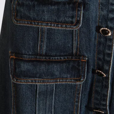 Self-portrait Denim Crystal Trim Collared Mini Dress