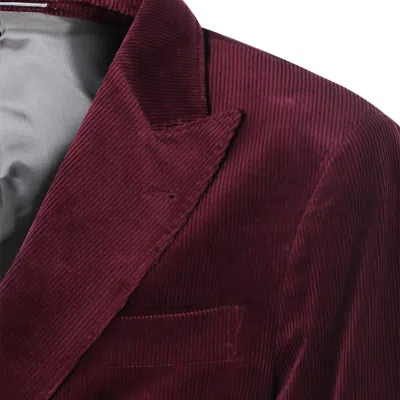 Brunello Cucinelli Velvet Double-breasted Suit Button Detailing In Red