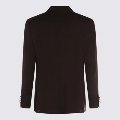Canali Dark Brown Wool Suits In Brown