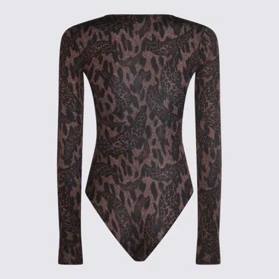 Fiorucci Long-sleeved Animal-print Bodie In Brown