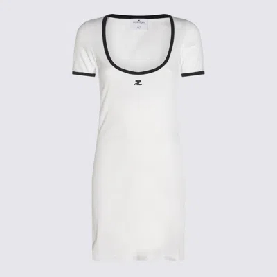 Courrèges Black/white Mini Dress In Cotton In White