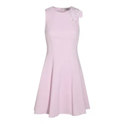 Elisabetta Franchi Light Crepe Dress With Floral Detail In Pink