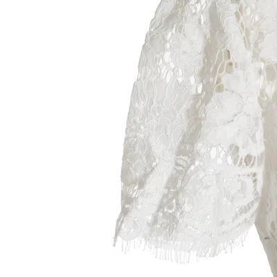 Self-portrait Womens White Contrast-satin Lace Woven Maxi Dress In White