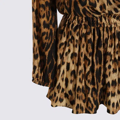 Roberto Cavalli Knee Length Dress Leopard Print In Multi