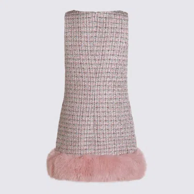 Self-portrait Embellished Fur-trimmed Dress In Pink