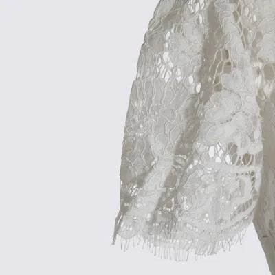 Self-portrait Womens White Contrast-satin Lace Woven Maxi Dress