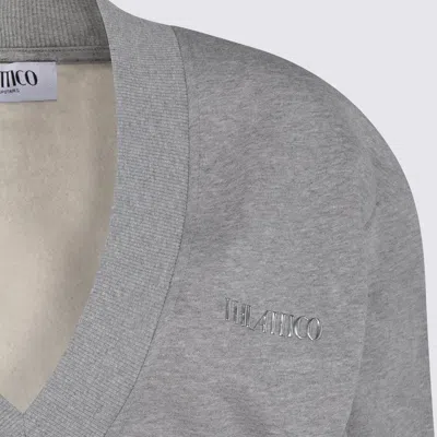 Attico Grey Mini Dress With V Neck And Logo Lettering On The Front In Gray
