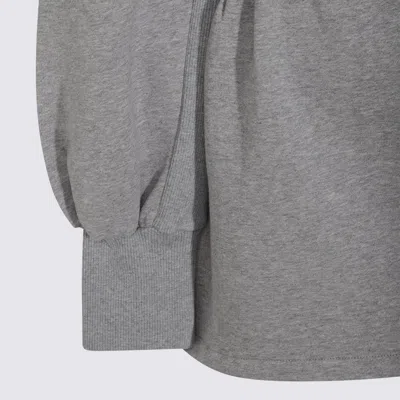 Attico Grey Mini Dress With V Neck And Logo Lettering On The Front In Gray