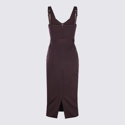 Elisabetta Franchi Fitted Midi Dress With Sweetheart Neckline In Brown