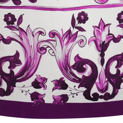 Dolce & Gabbana Maiolica Print Charmeuse Midi Dress In Purple