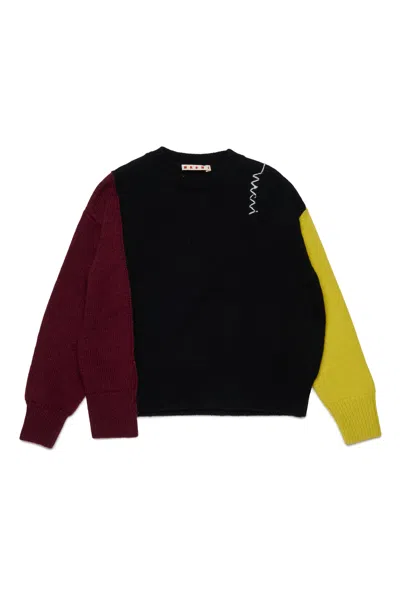 Marni Colourblock Patchwork Sweater In Black