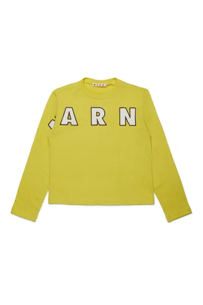Marni Cotton Long Sleeve T-shirt In Yellow