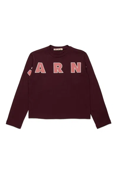 Marni Cotton Long Sleeve T-shirt In Brown