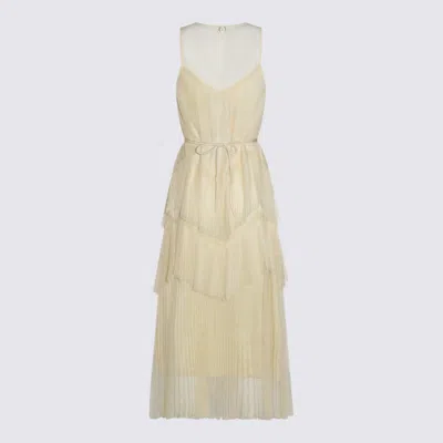 Twinset Twin-set Vanilla Long Pleated Dress In Brown