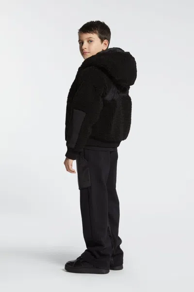 Dsquared2 Teddy Hooded Jacket With Maxi Logo In Black