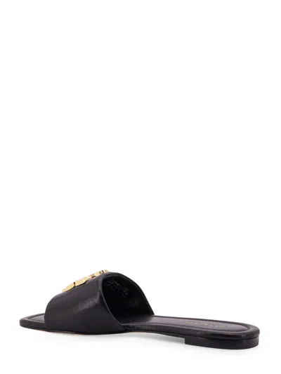 Tory Burch Eleanor Leather Flat Sandals In Black