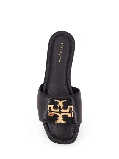 Tory Burch Eleanor Leather Flat Sandals In Black