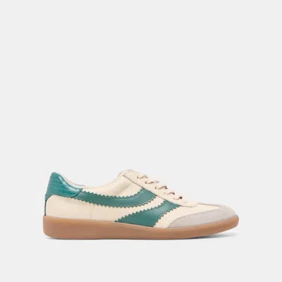 Dolce Vita Merit Sneakers White Green Leather In Neutral