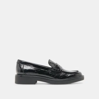 Dolce Vita Tiggy Loafers Midnight Crinkle Patent In Black
