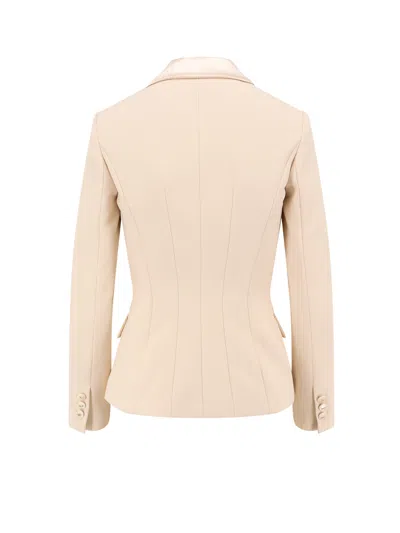 Elisabetta Franchi Essentials Blazer With Shoulder Pads And Covered Buttons In Neutral