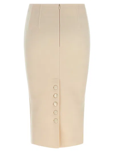 Elisabetta Franchi Fabric Stitch Wool Skirt Skirts White In Neutral