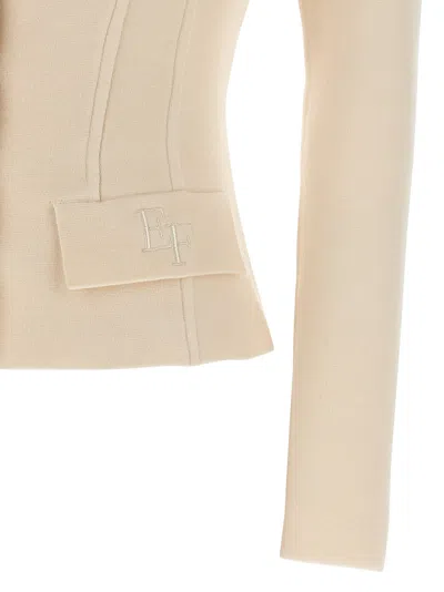 Elisabetta Franchi Fabric-stitch Wool Blazer Blazers White In Pink
