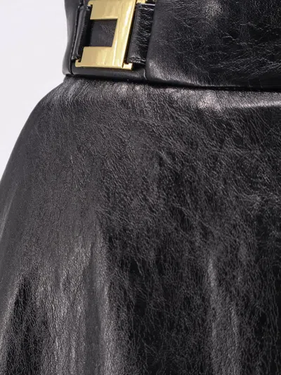 Elisabetta Franchi Flared Midi Skirt With High Waist In Black