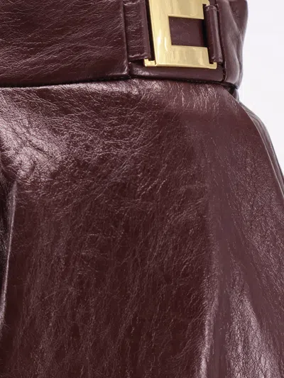 Elisabetta Franchi A-line Silhouette Skirt With Metallic Buckle Detail In Brown