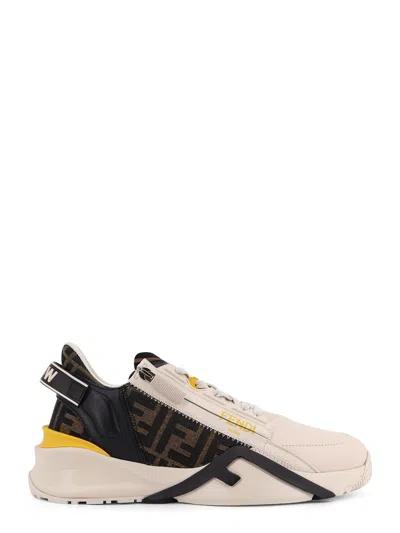 Fendi Men Multicolor Leather And Fabric Flow Sneakers
